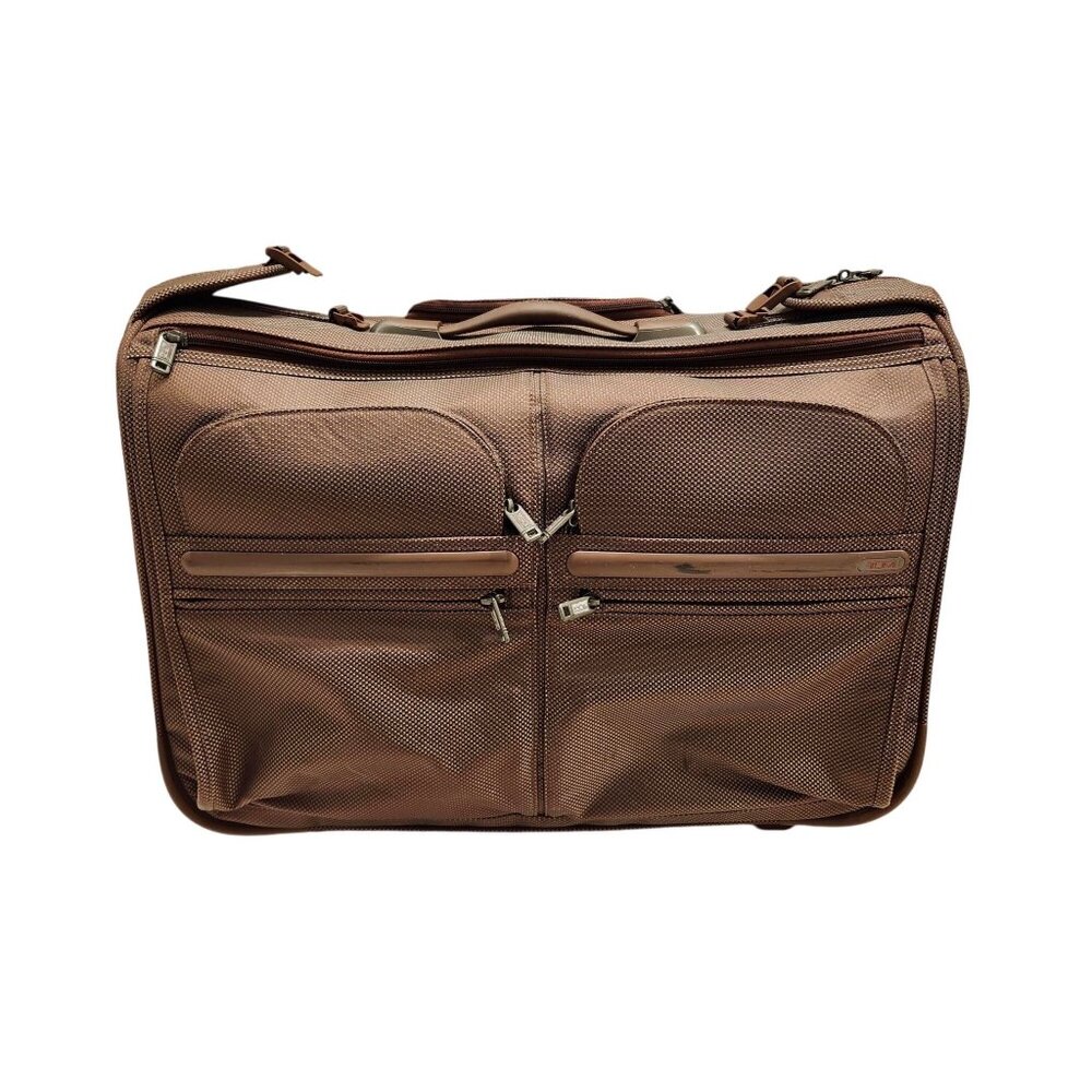 Tumi Alpha Brown Expandable Garment Roller Bag With Multiple Compartments